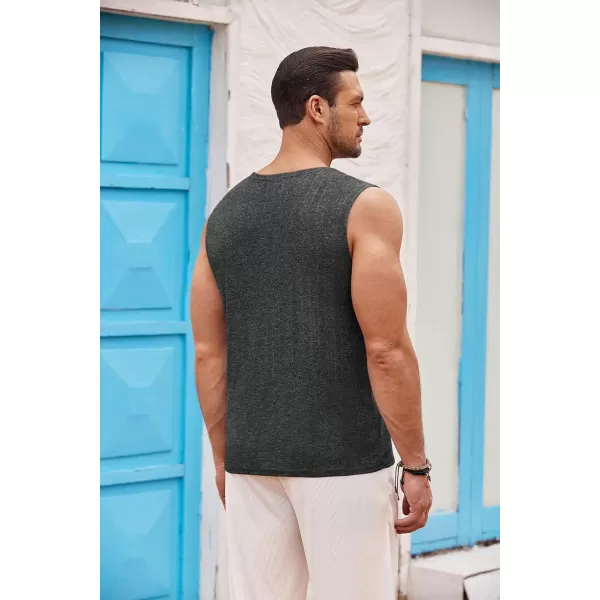 COOFANDY Men's Knit Tank Tops Casual Sleeveless T Shirts Beach Tank Shirts with Pocket