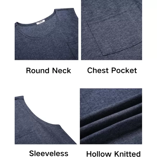 COOFANDY Men's Knit Tank Tops Casual Sleeveless T Shirts Beach Tank Shirts with Pocket