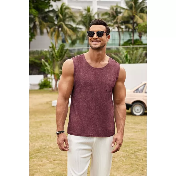 COOFANDY Men's Knit Tank Tops Casual Sleeveless T Shirts Beach Tank Shirts with Pocket