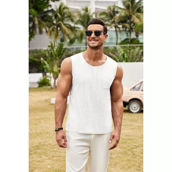 COOFANDY Men's Knit Tank Tops Casual Sleeveless T Shirts Beach Tank Shirts with Pocket