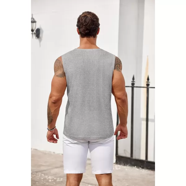 COOFANDY Men's Knit Tank Tops Casual Sleeveless T Shirts Beach Tank Shirts with Pocket