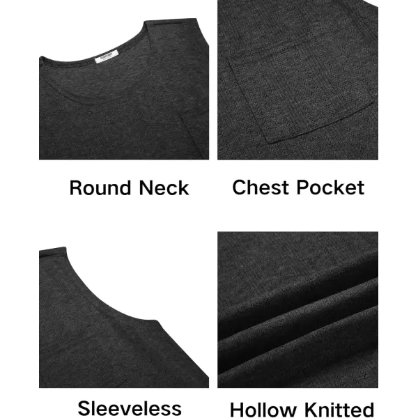 COOFANDY Men's Knit Tank Tops Casual Sleeveless T Shirts Beach Tank Shirts with Pocket