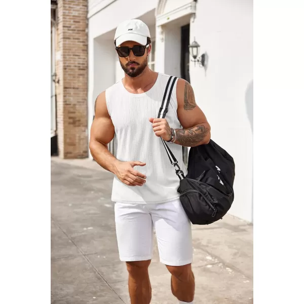 COOFANDY Men's Knit Tank Tops Casual Sleeveless T Shirts Beach Tank Shirts with Pocket