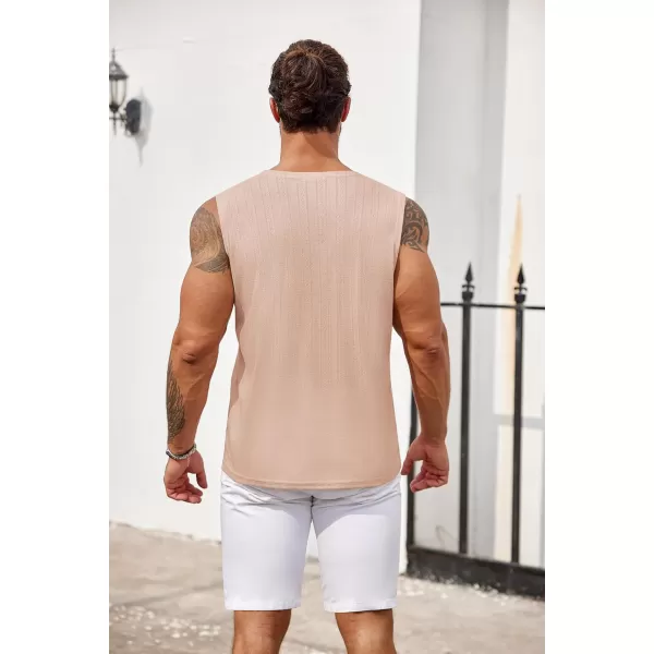 COOFANDY Men's Knit Tank Tops Casual Sleeveless T Shirts Beach Tank Shirts with Pocket