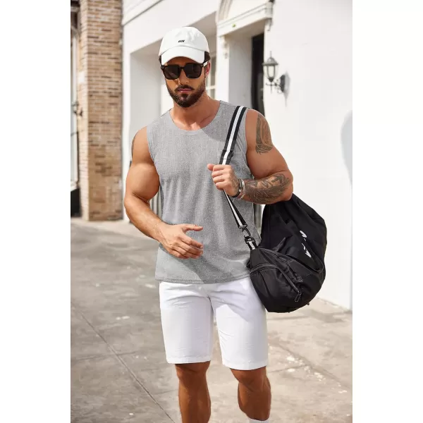 COOFANDY Men's Knit Tank Tops Casual Sleeveless T Shirts Beach Tank Shirts with Pocket