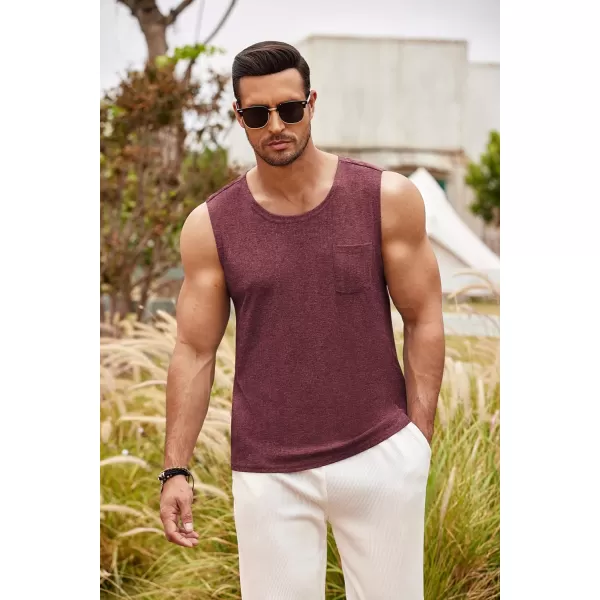 COOFANDY Men's Knit Tank Tops Casual Sleeveless T Shirts Beach Tank Shirts with Pocket