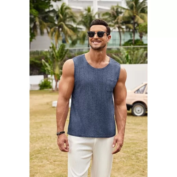 COOFANDY Men's Knit Tank Tops Casual Sleeveless T Shirts Beach Tank Shirts with Pocket