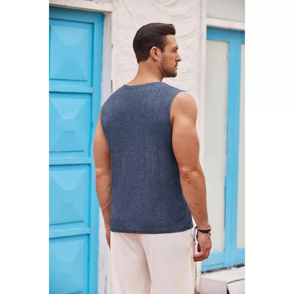 COOFANDY Men's Knit Tank Tops Casual Sleeveless T Shirts Beach Tank Shirts with Pocket