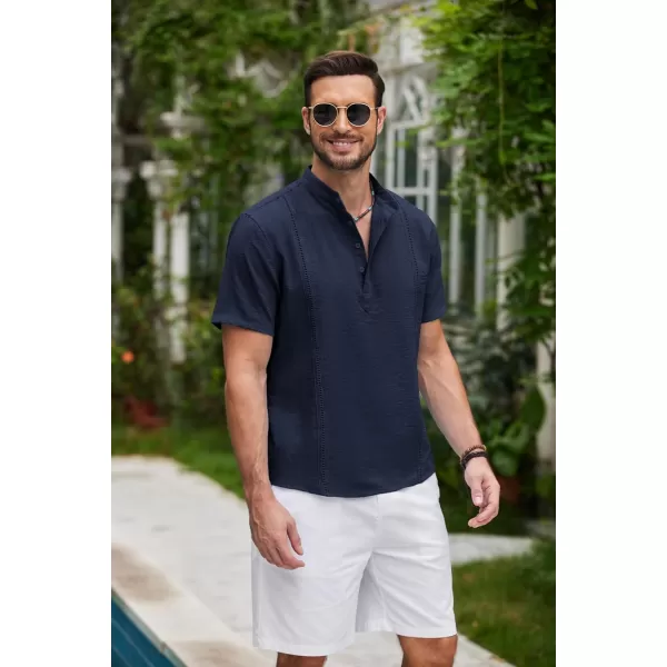 COOFANDY Men's Lightweight Guayabera Cuban Shirt Short Sleeve Linen Summer Beach Shirts Hippie T Shirts