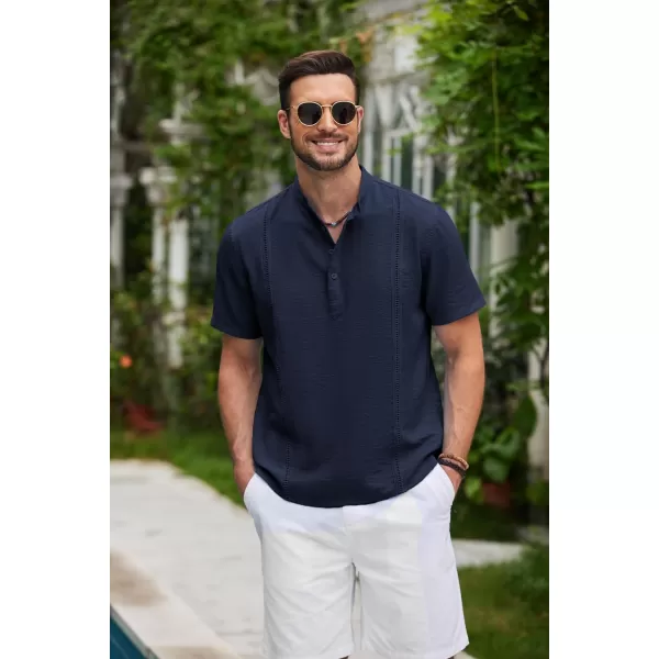 COOFANDY Men's Lightweight Guayabera Cuban Shirt Short Sleeve Linen Summer Beach Shirts Hippie T Shirts