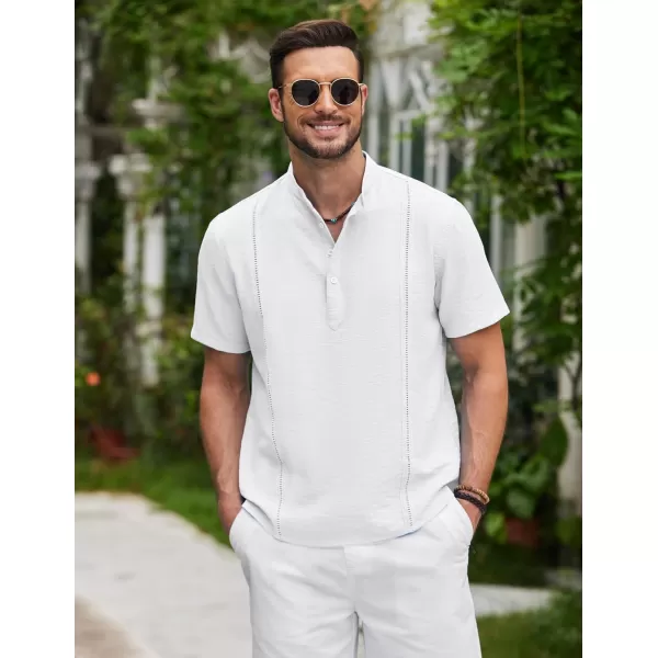 COOFANDY Men's Lightweight Guayabera Cuban Shirt Short Sleeve Linen Summer Beach Shirts Hippie T Shirts