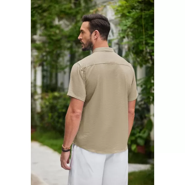 COOFANDY Men's Lightweight Guayabera Cuban Shirt Short Sleeve Linen Summer Beach Shirts Hippie T Shirts