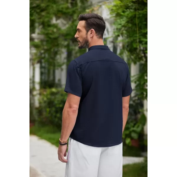 COOFANDY Men's Lightweight Guayabera Cuban Shirt Short Sleeve Linen Summer Beach Shirts Hippie T Shirts