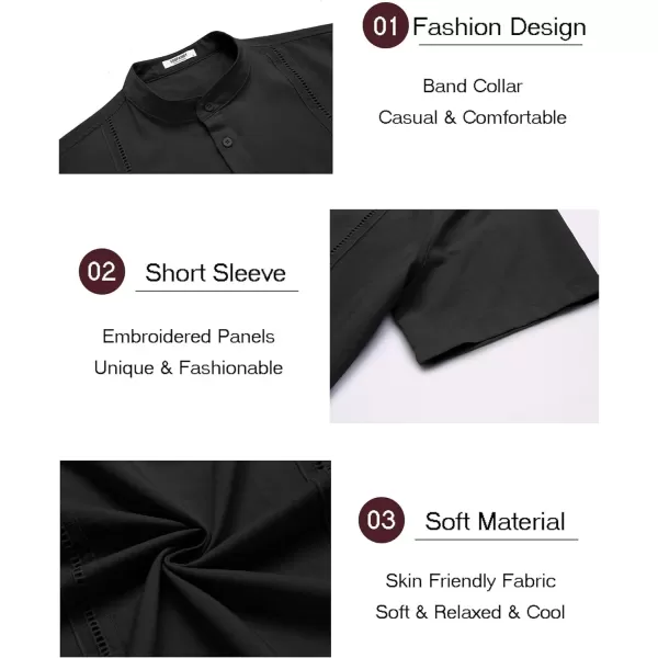 COOFANDY Men's Lightweight Guayabera Cuban Shirt Short Sleeve Linen Summer Beach Shirts Hippie T Shirts