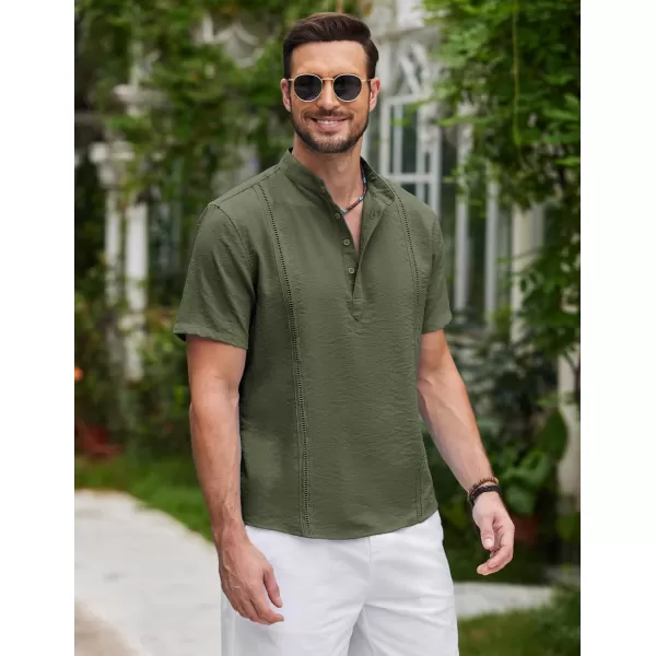 COOFANDY Men's Lightweight Guayabera Cuban Shirt Short Sleeve Linen Summer Beach Shirts Hippie T Shirts