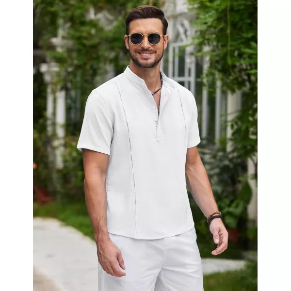 COOFANDY Men's Lightweight Guayabera Cuban Shirt Short Sleeve Linen Summer Beach Shirts Hippie T Shirts