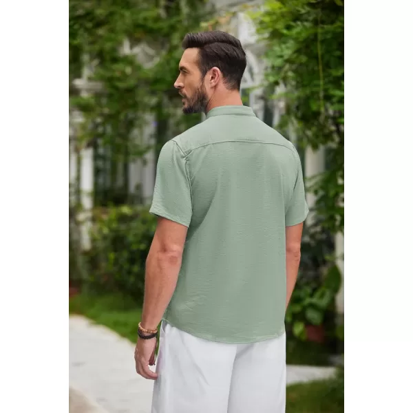 COOFANDY Men's Lightweight Guayabera Cuban Shirt Short Sleeve Linen Summer Beach Shirts Hippie T Shirts