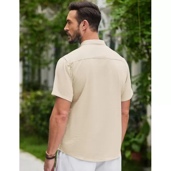 COOFANDY Men's Lightweight Guayabera Cuban Shirt Short Sleeve Linen Summer Beach Shirts Hippie T Shirts
