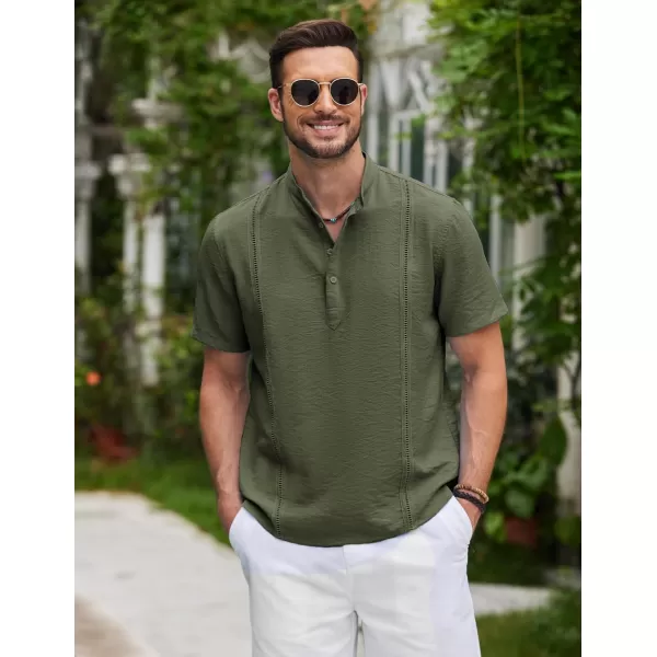COOFANDY Men's Lightweight Guayabera Cuban Shirt Short Sleeve Linen Summer Beach Shirts Hippie T Shirts