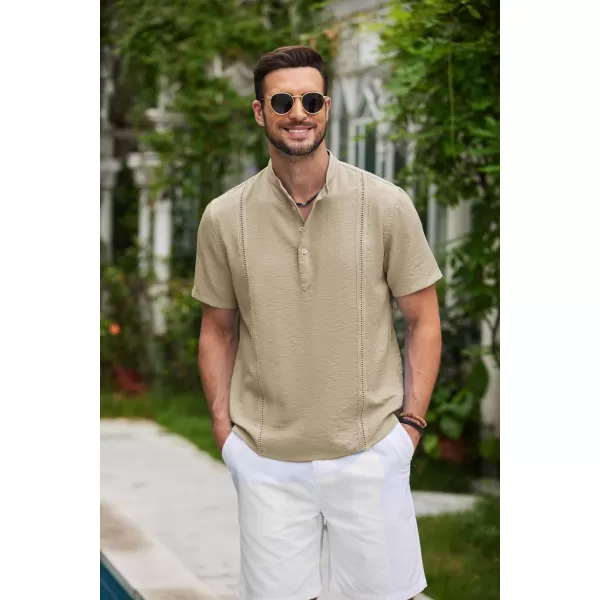 COOFANDY Men's Lightweight Guayabera Cuban Shirt Short Sleeve Linen Summer Beach Shirts Hippie T Shirts