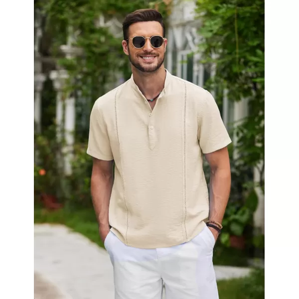 COOFANDY Men's Lightweight Guayabera Cuban Shirt Short Sleeve Linen Summer Beach Shirts Hippie T Shirts