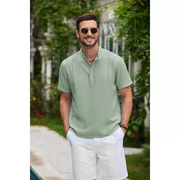 COOFANDY Men's Lightweight Guayabera Cuban Shirt Short Sleeve Linen Summer Beach Shirts Hippie T Shirts