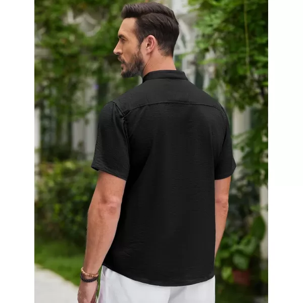 COOFANDY Men's Lightweight Guayabera Cuban Shirt Short Sleeve Linen Summer Beach Shirts Hippie T Shirts