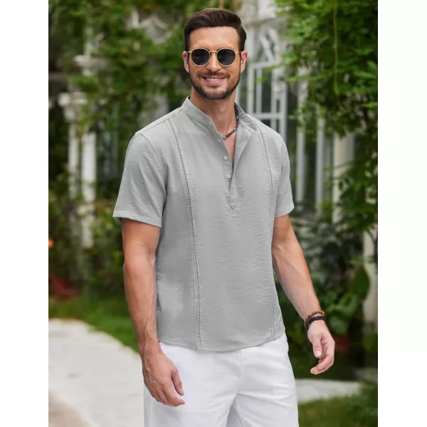 COOFANDY Men's Lightweight Guayabera Cuban Shirt Short Sleeve Linen Summer Beach Shirts Hippie T Shirts