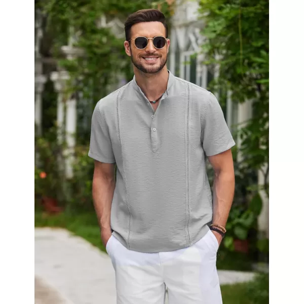 COOFANDY Men's Lightweight Guayabera Cuban Shirt Short Sleeve Linen Summer Beach Shirts Hippie T Shirts