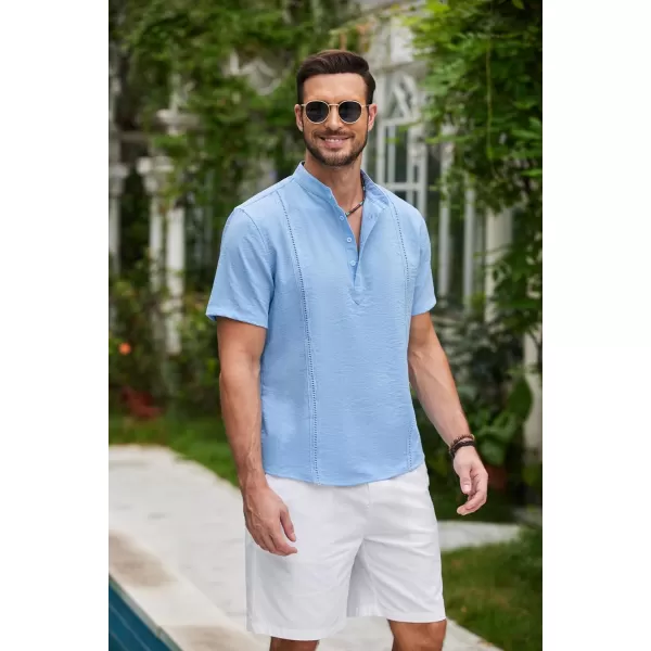 COOFANDY Men's Lightweight Guayabera Cuban Shirt Short Sleeve Linen Summer Beach Shirts Hippie T Shirts