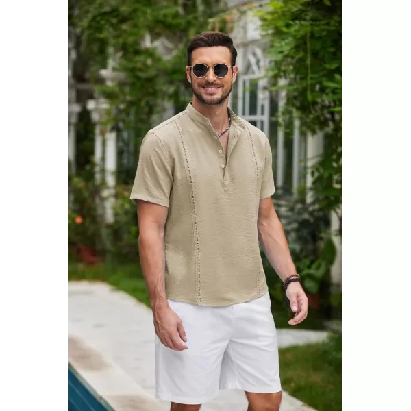 COOFANDY Men's Lightweight Guayabera Cuban Shirt Short Sleeve Linen Summer Beach Shirts Hippie T Shirts