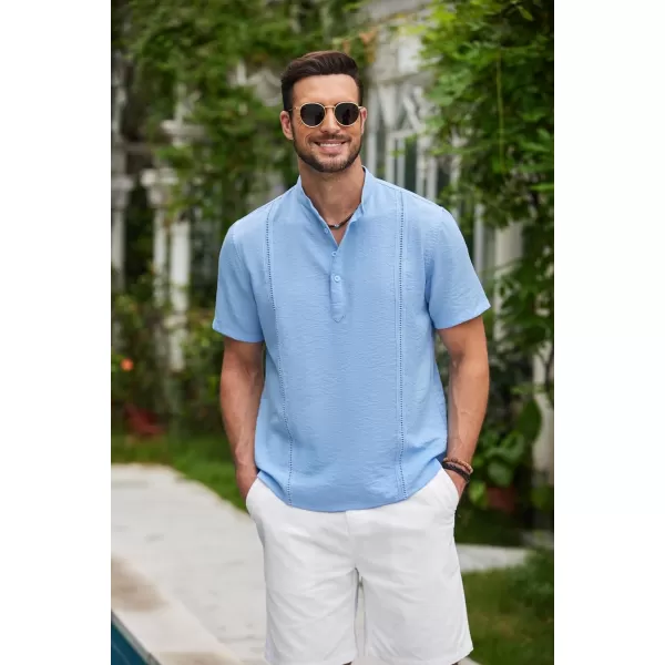 COOFANDY Men's Lightweight Guayabera Cuban Shirt Short Sleeve Linen Summer Beach Shirts Hippie T Shirts