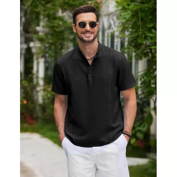 COOFANDY Men's Lightweight Guayabera Cuban Shirt Short Sleeve Linen Summer Beach Shirts Hippie T Shirts