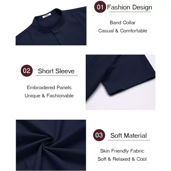 COOFANDY Men's Lightweight Guayabera Cuban Shirt Short Sleeve Linen Summer Beach Shirts Hippie T Shirts