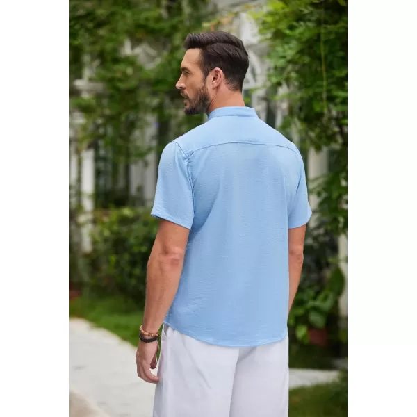 COOFANDY Men's Lightweight Guayabera Cuban Shirt Short Sleeve Linen Summer Beach Shirts Hippie T Shirts