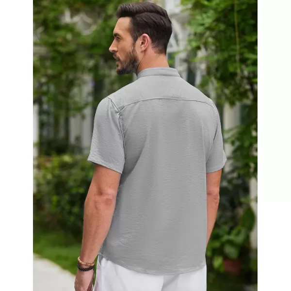 COOFANDY Men's Lightweight Guayabera Cuban Shirt Short Sleeve Linen Summer Beach Shirts Hippie T Shirts