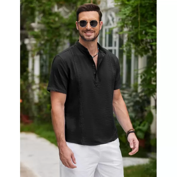 COOFANDY Men's Lightweight Guayabera Cuban Shirt Short Sleeve Linen Summer Beach Shirts Hippie T Shirts