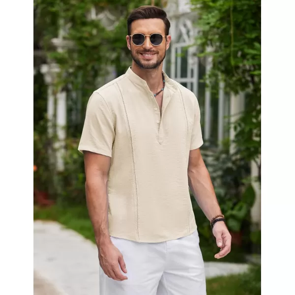 COOFANDY Men's Lightweight Guayabera Cuban Shirt Short Sleeve Linen Summer Beach Shirts Hippie T Shirts