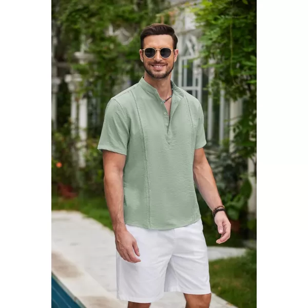 COOFANDY Men's Lightweight Guayabera Cuban Shirt Short Sleeve Linen Summer Beach Shirts Hippie T Shirts