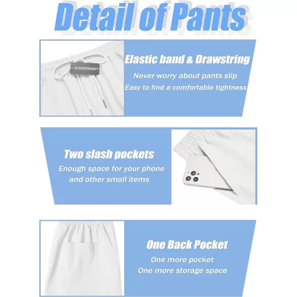 COOFANDY Men's Linen Capri Pants Casual Lightweight 3/4 Baggy Pants Drawstring Elastic Waist Beach Yoga Pants with Pockets