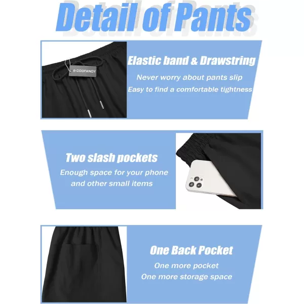 COOFANDY Men's Linen Capri Pants Casual Lightweight 3/4 Baggy Pants Drawstring Elastic Waist Beach Yoga Pants with Pockets