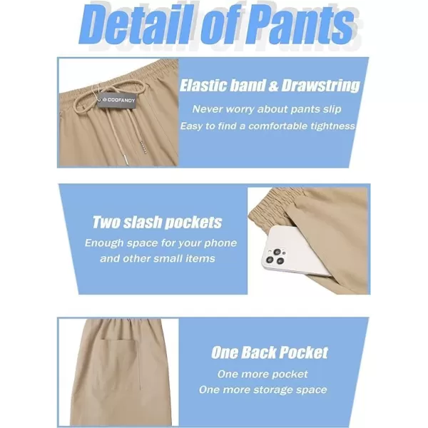 COOFANDY Men's Linen Capri Pants Casual Lightweight 3/4 Baggy Pants Drawstring Elastic Waist Beach Yoga Pants with Pockets