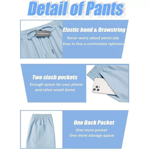 COOFANDY Men's Linen Capri Pants Casual Lightweight 3/4 Baggy Pants Drawstring Elastic Waist Beach Yoga Pants with Pockets