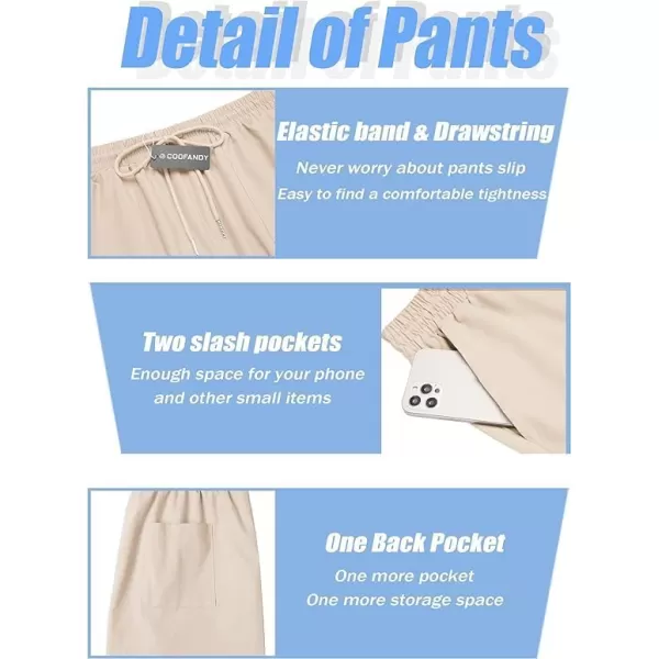 COOFANDY Men's Linen Capri Pants Casual Lightweight 3/4 Baggy Pants Drawstring Elastic Waist Beach Yoga Pants with Pockets