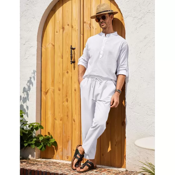 COOFANDY Mens Linen Casual Pants Elastic Waist Drawstring Trousers Yoga Beach Summer Pants