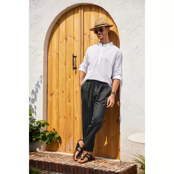 COOFANDY Mens Linen Casual Pants Elastic Waist Drawstring Trousers Yoga Beach Summer Pants)