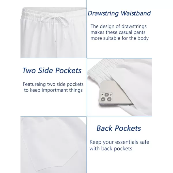COOFANDY Mens Linen Casual Pants Elastic Waist Drawstring Trousers Yoga Beach Summer Pants
