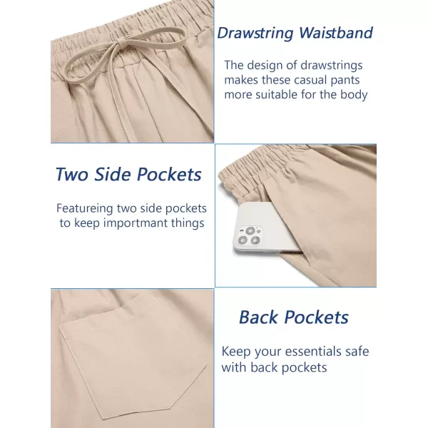 COOFANDY Mens Linen Casual Pants Elastic Waist Drawstring Trousers Yoga Beach Summer Pants