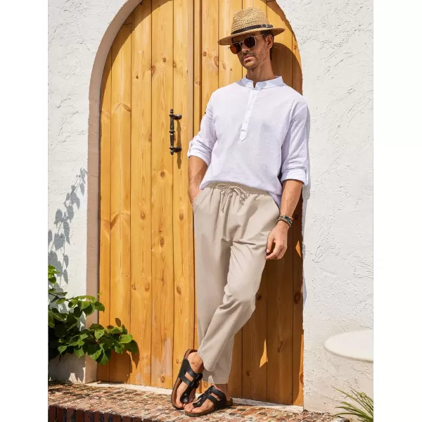 COOFANDY Mens Linen Casual Pants Elastic Waist Drawstring Trousers Yoga Beach Summer Pants
