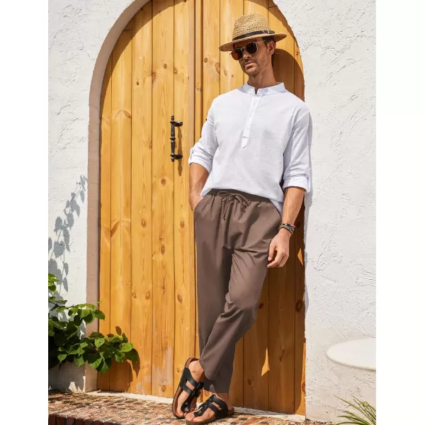 COOFANDY Mens Linen Casual Pants Elastic Waist Drawstring Trousers Yoga Beach Summer Pants